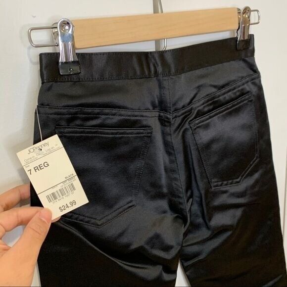 NWT Girls Black Satined Flare Pants Size 7 Arizona Jeans co - Picture 8 of 12